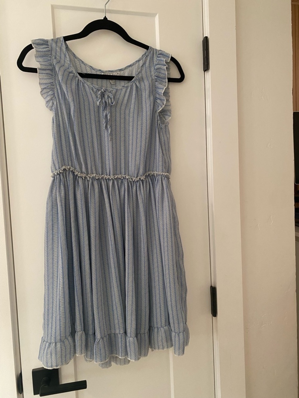 Light Blue Striped Ruffle Kids Dress - Classic Summer Style